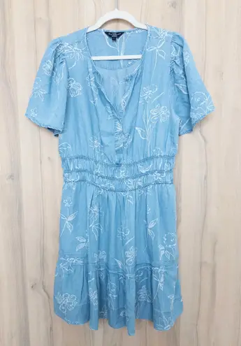 Velvet Heart Womens Chambray Dress Size L Blue Floral Boho Cottage Romantic