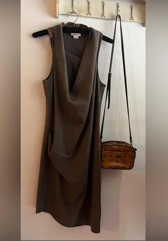 Helmut Lang EUC Helmet Lang wool sheath asymmetrical dress medium sleeveless cowlneck - Image 4