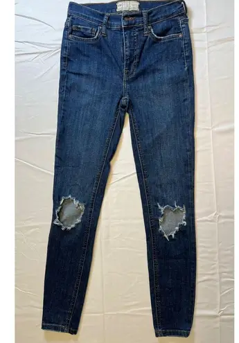 Pilcro and the Letterpress Stet Slim Ankle Distressed Jeans Dark Wash Sz 28