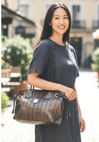 CELINE Authenticated Bronze Metallic Brown Leather Tote Shoulder Bag Carriage