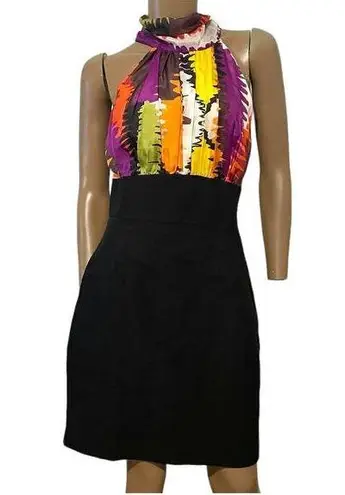 Trina Turk  Los Angeles color block halter bodycon dress size 8 D1 5072