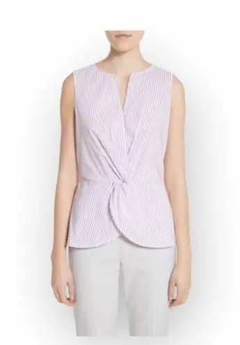 St. John new ā Pinstripe Twist Front Peplum Top ā Orchid Stripe Chain Detail ā M