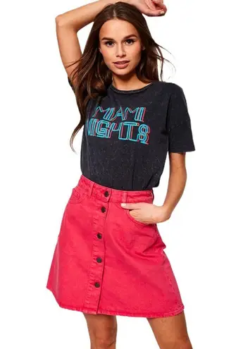 Noisy May  Button through Pink Denim Jean Skirt XS