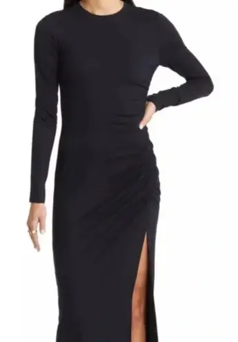 Aritzia  Wilfred Amelia‎ Ribbed Ruched Side Midi Dress Black Size Small - Image 1
