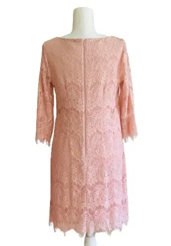 Jessica Howard Dress Blush Pink Lace 3/4 Sleeve Lined Sheath Party Size 8P