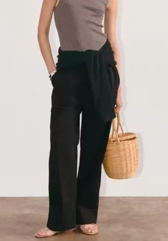 Everlane NWT  Black Wide Leg Organic Cotton Relaxed Elastic Waist Pants Size XS