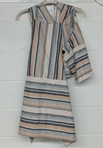 RTR sz2 Rosetta Getty Apron Wrap Halter Top Tan Black Jacquard Stripe Sleeveless White Size 2