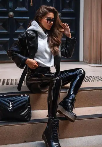 Commando Black Faux Patent Leather Leggings Sz.XL NWT