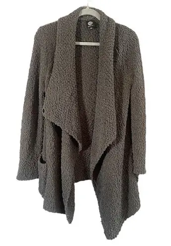 Bobeau Gray Boucle Waterfall Front Popcorn Sweater Cardigan Women Sz M