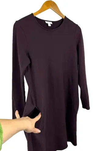Pure Jill Burgandy Pima Cotton Modal Spandex Shift Dress Pockets Size Small