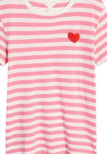 Caslon NWT  Stripe Embroidered Heart Cotton T-Shirt - size 2x