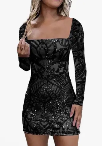 black hoco long sleeve mini dress Size M