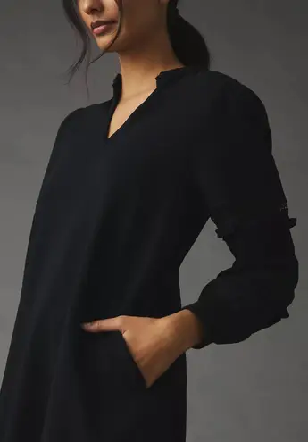 Sundays Anthropologie Black Ruffle Balloon Sleeve Dress