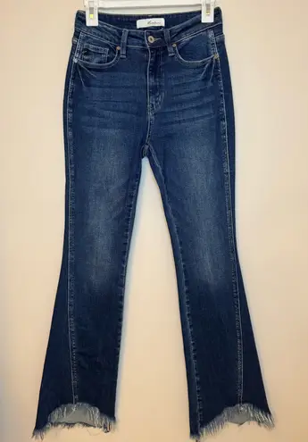 KanCan Brooklyn High Rise Bootcut Jeans Size 7/27 Raw Hem Dark Wash KC5224D Blue