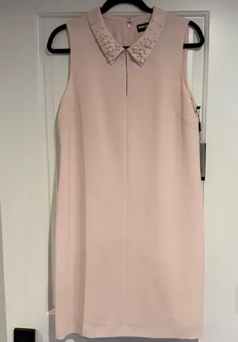 Karl Lagerfeld Women's Pink Sheath Dress Peter Pan Collar Faux Pearls US 10 NWT - Image 1