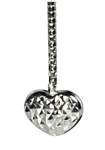 18KT SOLID WHITE GOLD RHODIUM HEART DANGLE EARRING ENHANCERS W/ FREE 14KT STUDS