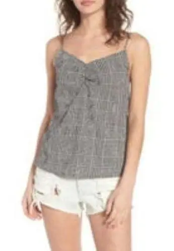 BP  Cropped Black & White Gingham Plaid Lettuce Edge V-Neck Tank Top M