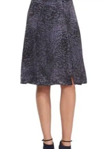 Rebecca Taylor White Noise Purple Black Snap Up Slit Silk A Line Pleat Skirt 0