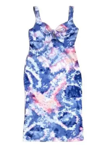 Ultra Flirt Tie Dye Dress Small Blue White Sleeveless Bodycon Short Stretchy