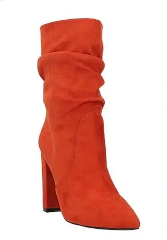 Boutique New cinnamon colored block heels faux suede tall zippered 9.5