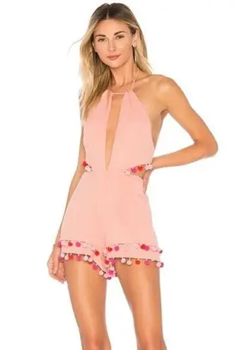Majorelle Revolve Coquette Festival Romper Womens Small Pink Pom Pom Cotton NEW