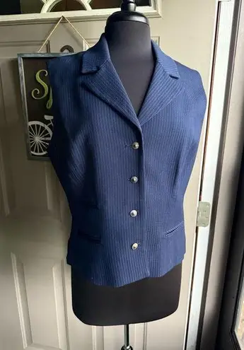 Vintage Doncaster blue pin stripe wool blend business suit vest, size 12
