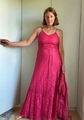 Vintage Lace Maxi Dress with Jacket Mauve Full Length Sundress Prom Size M/8 Pink Size M