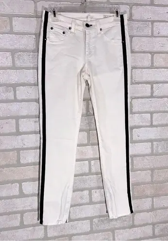 Rag and Bone  for Intermix Zipper Capri White Jeans Black Tuxedo Stripe Size 26