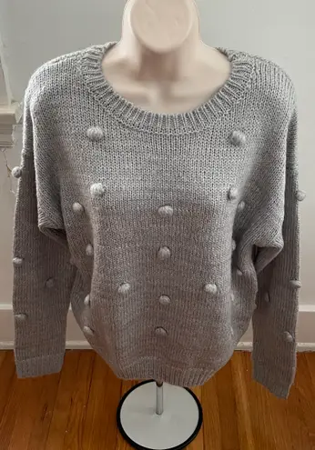 Lumière Lumiere Light Gray Popcorn Crewneck Long Sleeve Sweater, size L 