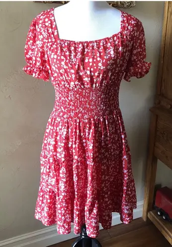 Red and White Casual Dress Size M