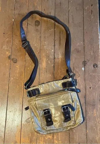 Danier Leather Sling Crossbody Buckle Bag Tan