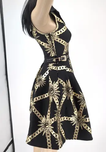 Barok Paris NJ Couture Black & Gold Scuba Material Sleeveless Dress NWT