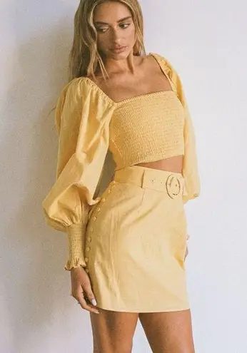 NWT Sabo Tuscany Shirred Crop Top Yellow XS