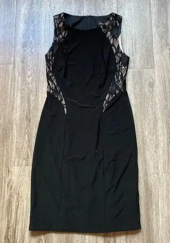 XScape  Black and Nude Lace Bodycon Mini Cocktail Dress Size 6