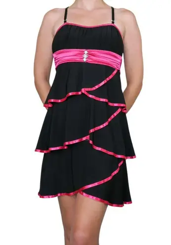 Taboo Vintage 90s Black & Pink Ruffle Dress