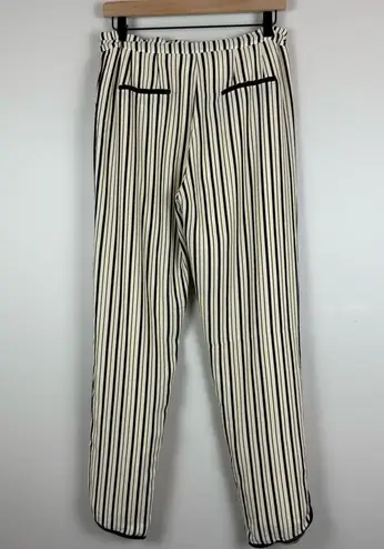 Greylin Anthropologie Pants Women Medium Ivory Black Striped Tassel Tie Straight