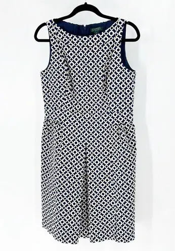 Lauren Ralph Lauren Metallic Geo gold blue Dress cocktail grad party size 12