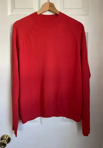 COS Orange red Crewneck Sweatshirt long sleeve mock neck sweater shirt size S