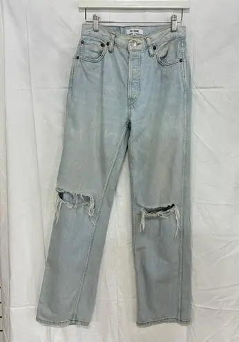 RE/DONE  Originals High Rise Loose Denim Straight Jeans Bleach Destroyed Women 26