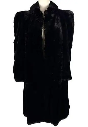 Vintage 50's R.H. White’s Boston Women’s Long Maxi Black Fur Coat Size Small