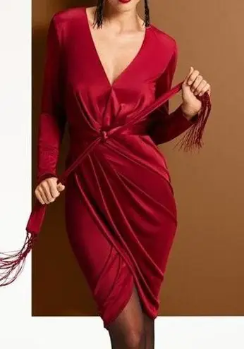 Altuzarra Target Womens size 2 Red Satin Wrap Dress W/ Scarf
