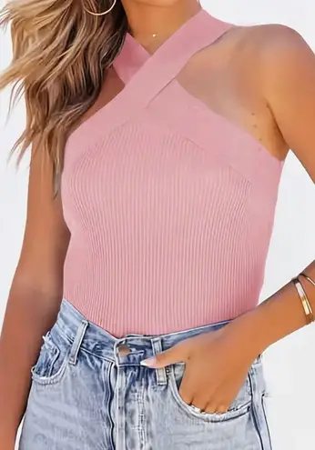 Solid Pink Criss Cross Top
