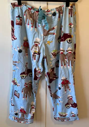 Nick & Nora Women’s Sock Monkey Bowling Slumber Pajama Pants Size Large