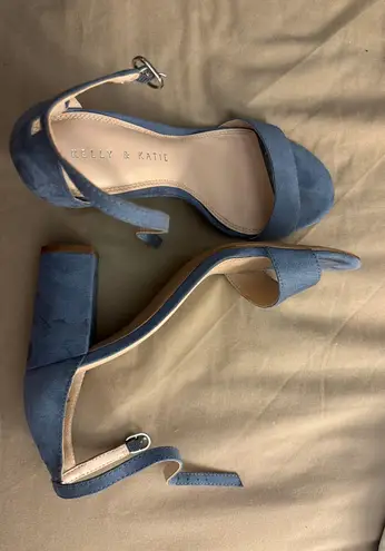 Kelly & Katie Blue Faux Suede Heels