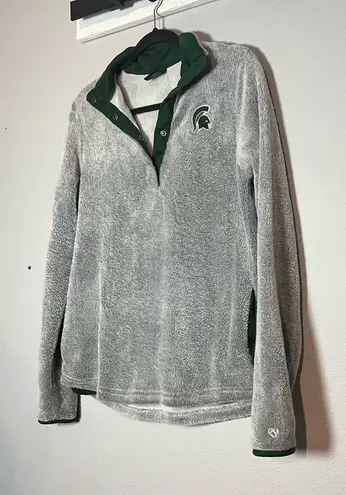 Colosseum Michigan State University MSU Grey Gray Sherpa 1/4 Quarter Snap Size Small - Image 1