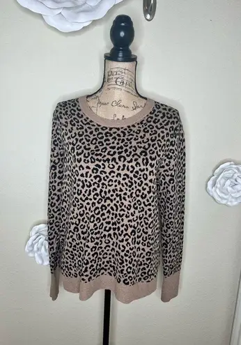 A New Day Tan & Black Leopard Animal Print Sweater Size Extra Extra Large