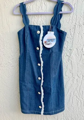 Stefania Vaidani Truena mini denim dress Small NWT