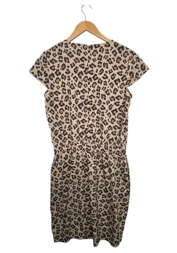 Duck Treads Dress Womens Large Brown Leopard Short Sleeve Lightweight Blouson