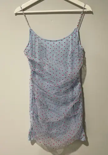 Cider Ruched Tulle Hearts Slip Dress