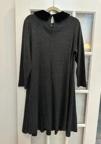 Vintage 80’s Larisa New York Retro Pinup Dress Velvet Peter Pan Collar Size L Gray Size L